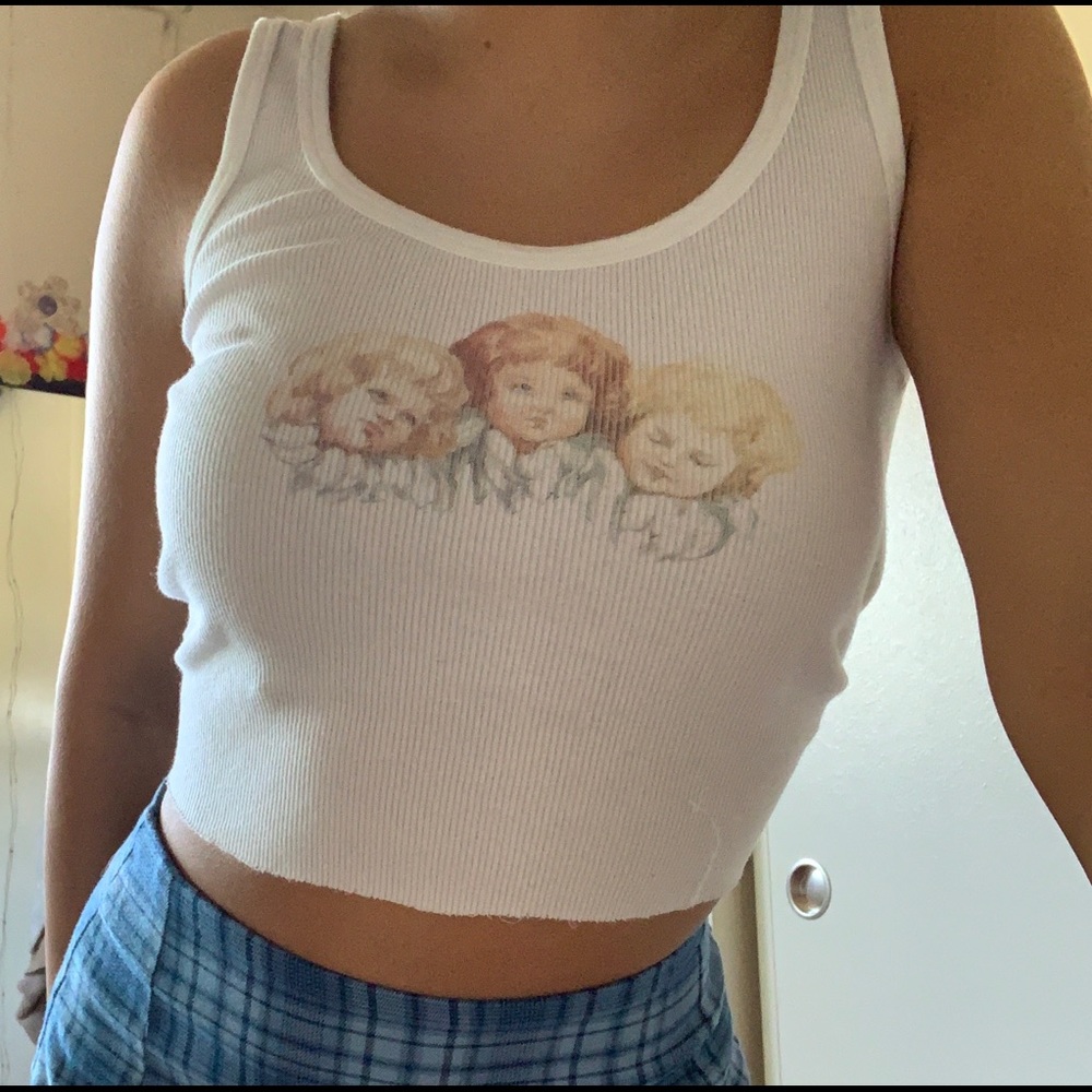white brandy angel tank top